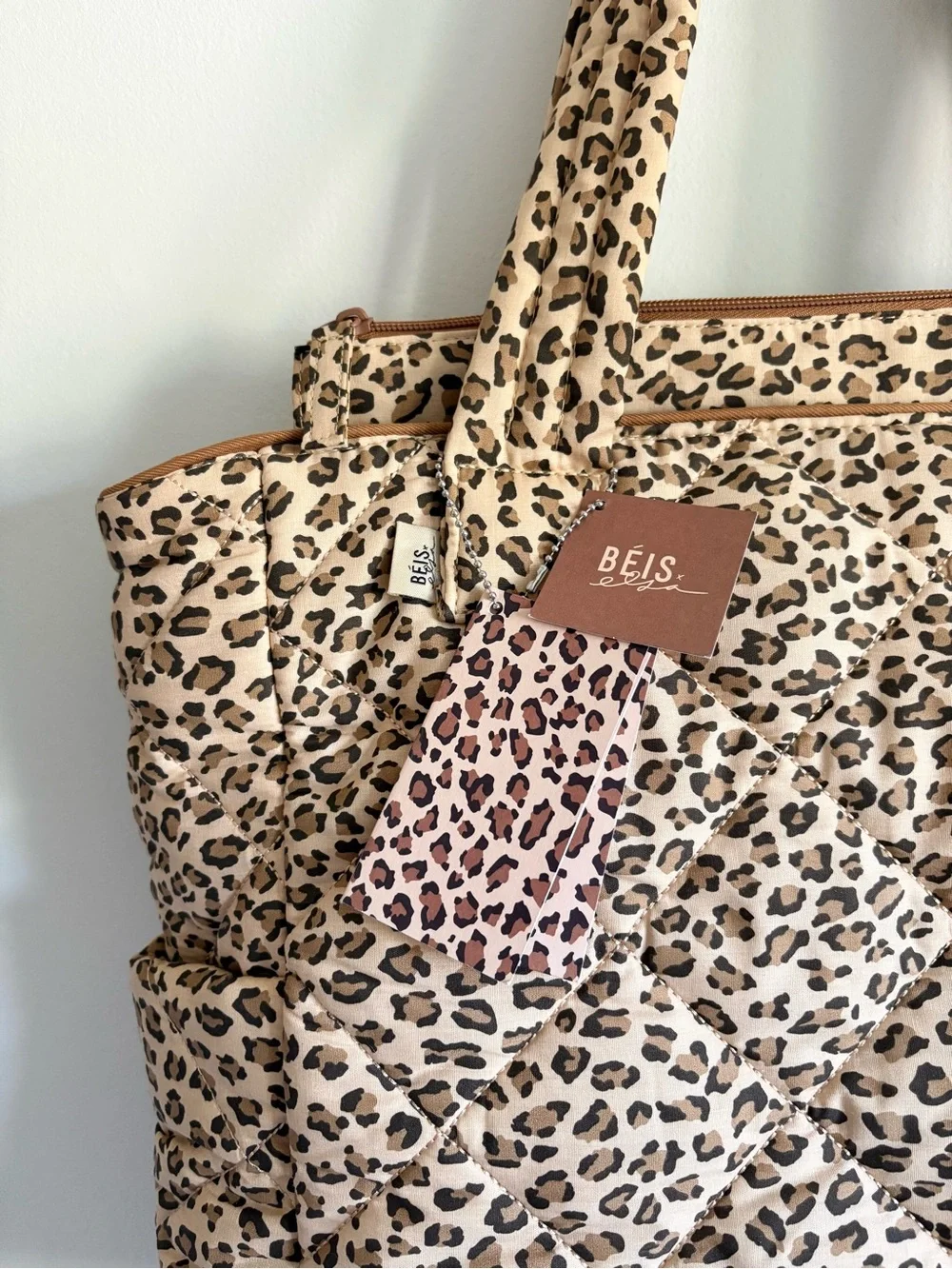 Béis x Elsa Hosk Diaper Tote Bag in Leopard Print NEW - Picture 5 of 8